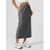 image:imageODODOS Womens Back Split Midi Skirt  Cotton French Terry Drawstring Tie High Waist Casual Long Pencil Skirts with PocketsCharcoal Heather