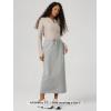 image:imageODODOS Womens Back Split Midi Skirt  Cotton French Terry Drawstring Tie High Waist Casual Long Pencil Skirts with PocketsGrey Heather
