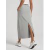 image:imageODODOS Womens Back Split Midi Skirt  Cotton French Terry Drawstring Tie High Waist Casual Long Pencil Skirts with PocketsGrey Heather