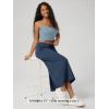 image:imageODODOS Womens Back Split Midi Skirt  Cotton French Terry Drawstring Tie High Waist Casual Long Pencil Skirts with PocketsNavy