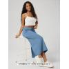 image:imageODODOS Womens Back Split Midi Skirt  Cotton French Terry Drawstring Tie High Waist Casual Long Pencil Skirts with PocketsSteel Blue