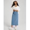 image:imageODODOS Womens Back Split Midi Skirt  Cotton French Terry Drawstring Tie High Waist Casual Long Pencil Skirts with PocketsSteel Blue