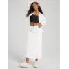 image:imageODODOS Womens Back Split Midi Skirt  Cotton French Terry Drawstring Tie High Waist Casual Long Pencil Skirts with PocketsWhite