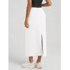 image:imageODODOS Womens Back Split Midi Skirt  Cotton French Terry Drawstring Tie High Waist Casual Long Pencil Skirts with PocketsWhite