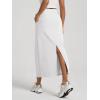 image:imageODODOS Womens Back Split Midi Skirt  Cotton French Terry Drawstring Tie High Waist Casual Long Pencil Skirts with PocketsWhite Heather