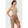 image:imageODODOS Womens High Waist Lounge Yoga Shorts with Pockets 46810 Buttery Soft Biker ShortsLight Brown