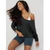 image:imageODODOS Womens Modal SoftBreezy Wide Scoop Neck Pullover Oversized Long Sleeve SweatshirtsBlack