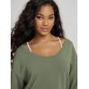 image:imageODODOS Womens Modal SoftBreezy Wide Scoop Neck Pullover Oversized Long Sleeve SweatshirtsDark Sage