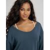 image:imageODODOS Womens Modal SoftBreezy Wide Scoop Neck Pullover Oversized Long Sleeve SweatshirtsDeep Blue