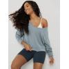 image:imageODODOS Womens Modal SoftBreezy Wide Scoop Neck Pullover Oversized Long Sleeve SweatshirtsGrey Blue