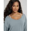 image:imageODODOS Womens Modal SoftBreezy Wide Scoop Neck Pullover Oversized Long Sleeve SweatshirtsGrey Blue