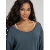 image:imageODODOS Womens Modal SoftBreezy Wide Scoop Neck Pullover Oversized Long Sleeve SweatshirtsNavy