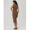 image:imageODODOS Womens Side Shirred Midi Tank Dress Cloud Feeling Crewneck Sleeveless Bodycon DressBrunette