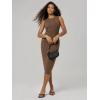 image:imageODODOS Womens Side Shirred Midi Tank Dress Cloud Feeling Crewneck Sleeveless Bodycon DressBrunette