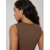 image:imageODODOS Womens Side Shirred Midi Tank Dress Cloud Feeling Crewneck Sleeveless Bodycon DressBrunette