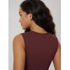 image:imageODODOS Womens Side Shirred Midi Tank Dress Cloud Feeling Crewneck Sleeveless Bodycon DressBurgundy