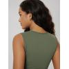 image:imageODODOS Womens Side Shirred Midi Tank Dress Cloud Feeling Crewneck Sleeveless Bodycon DressDark Olive