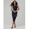image:imageODODOS Womens Side Shirred Midi Tank Dress Cloud Feeling Crewneck Sleeveless Bodycon DressDeep Navy