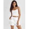image:imageODODOS Womens Sweat Shorts Cotton French Terry Curved Hem Workout Casual Relaxed Lounge Shorts with PocketsWhite
