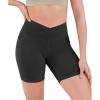 image:imageODODOS Cloud Feeling Cross Waist Yoga Shorts with Pockets for Women 6 Crossover High Waist Lounge Biker ShortsOnyx Black Grey