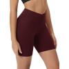 image:imageODODOS Cloud Feeling Crossover Yoga Shorts with Back Pocket for Women 6  8 V High Wasit Lounge Biker ShortsBurgundy