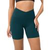 image:imageODODOS Cloud Feeling Crossover Yoga Shorts with Back Pocket for Women 6  8 V High Wasit Lounge Biker ShortsForest Teal