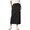 image:imageODODOS Womens Back Split Midi Skirt  Cotton French Terry Drawstring Tie High Waist Casual Long Pencil Skirts with PocketsBlack