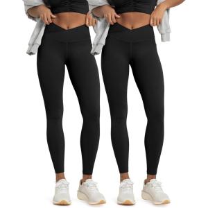 image:imageODODOS 2 Pack Buttery Soft Cross Waist Leggings with Pockets for Women ODCLOUD 25  28 Crossover Lounge Yoga PantsBlackblack