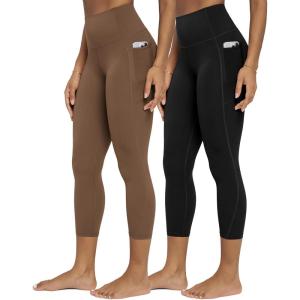 image:imageODODOS 2Pack Buttery Soft Lounge Yoga Leggings with Pockets for Women 23  25  28 High Waist Yoga PantsBlackbrunette
