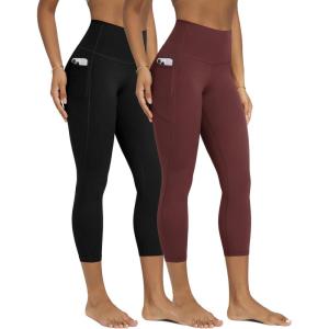 image:imageODODOS 2Pack Buttery Soft Lounge Yoga Leggings with Pockets for Women 23  25  28 High Waist Yoga PantsBlackburgundy