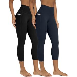 image:imageODODOS 2Pack Buttery Soft Lounge Yoga Leggings with Pockets for Women 23  25  28 High Waist Yoga PantsBlackdeep Navy