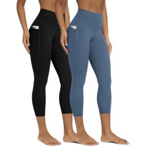 image:imageODODOS 2Pack Buttery Soft Lounge Yoga Leggings with Pockets for Women 23  25  28 High Waist Yoga PantsBlackink Blue