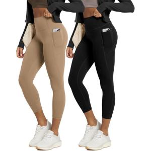 image:imageODODOS 2Pack Buttery Soft Lounge Yoga Leggings with Pockets for Women 23  25  28 High Waist Yoga PantsBlacklight Brown