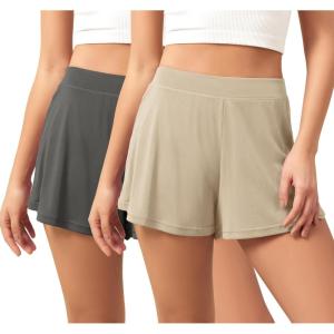 image:imageODODOS 2Pack UltraSoft Modal Lounge Shorts for Women  Lightweight amp Breathable Sleepwear 3 InseamAbalonecharcoalwashed