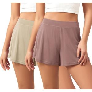 image:imageODODOS 2Pack UltraSoft Modal Lounge Shorts for Women  Lightweight amp Breathable Sleepwear 3 InseamAbalonedusty Rosewashed