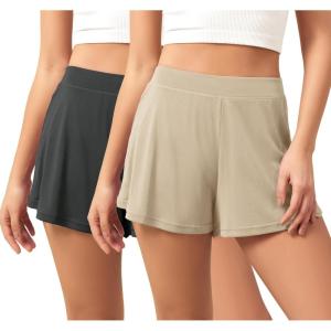 image:imageODODOS 2Pack UltraSoft Modal Lounge Shorts for Women  Lightweight amp Breathable Sleepwear 3 InseamBlackabalonewashed
