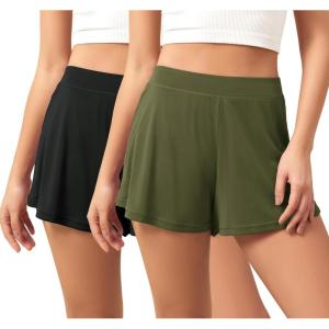 image:imageODODOS 2Pack UltraSoft Modal Lounge Shorts for Women  Lightweight amp Breathable Sleepwear 3 InseamBlackarmy