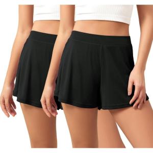 image:imageODODOS 2Pack UltraSoft Modal Lounge Shorts for Women  Lightweight amp Breathable Sleepwear 3 InseamBlackblack