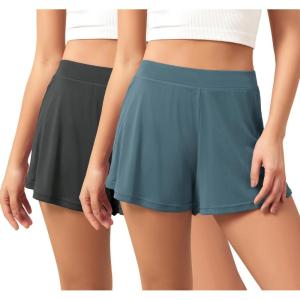 image:imageODODOS 2Pack UltraSoft Modal Lounge Shorts for Women  Lightweight amp Breathable Sleepwear 3 InseamBlackbluesteelwashed
