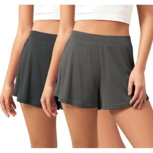image:imageODODOS 2Pack UltraSoft Modal Lounge Shorts for Women  Lightweight amp Breathable Sleepwear 3 InseamBlackcharcoalwashed