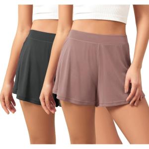 image:imageODODOS 2Pack UltraSoft Modal Lounge Shorts for Women  Lightweight amp Breathable Sleepwear 3 InseamBlackdusty Rosewashed