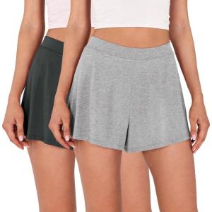 image:imageODODOS 2Pack UltraSoft Modal Lounge Shorts for Women  Lightweight amp Breathable Sleepwear 3 InseamBlackheather Greywashed