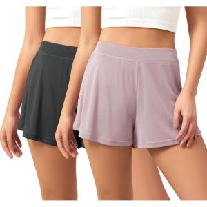 image:imageODODOS 2Pack UltraSoft Modal Lounge Shorts for Women  Lightweight amp Breathable Sleepwear 3 InseamBlacklavenderwashed