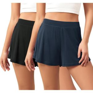 image:imageODODOS 2Pack UltraSoft Modal Lounge Shorts for Women  Lightweight amp Breathable Sleepwear 3 InseamBlackmidnight