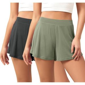 image:imageODODOS 2Pack UltraSoft Modal Lounge Shorts for Women  Lightweight amp Breathable Sleepwear 3 InseamBlacksage Greenwashed