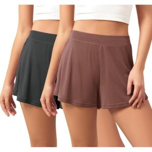 image:imageODODOS 2Pack UltraSoft Modal Lounge Shorts for Women  Lightweight amp Breathable Sleepwear 3 InseamBlacksangriawashed