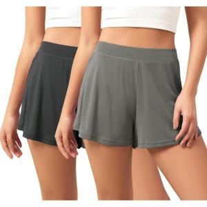 image:imageODODOS 2Pack UltraSoft Modal Lounge Shorts for Women  Lightweight amp Breathable Sleepwear 3 InseamBlacksteelwashed