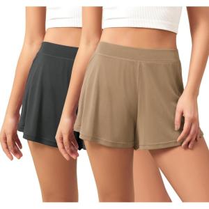 image:imageODODOS 2Pack UltraSoft Modal Lounge Shorts for Women  Lightweight amp Breathable Sleepwear 3 InseamBlackwarm Tanwashed