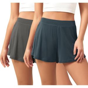 image:imageODODOS 2Pack UltraSoft Modal Lounge Shorts for Women  Lightweight amp Breathable Sleepwear 3 InseamCharcoaldeep Tealwashed