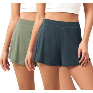 image:imageODODOS 2Pack UltraSoft Modal Lounge Shorts for Women  Lightweight amp Breathable Sleepwear 3 InseamSage Greendeep Tealwashed